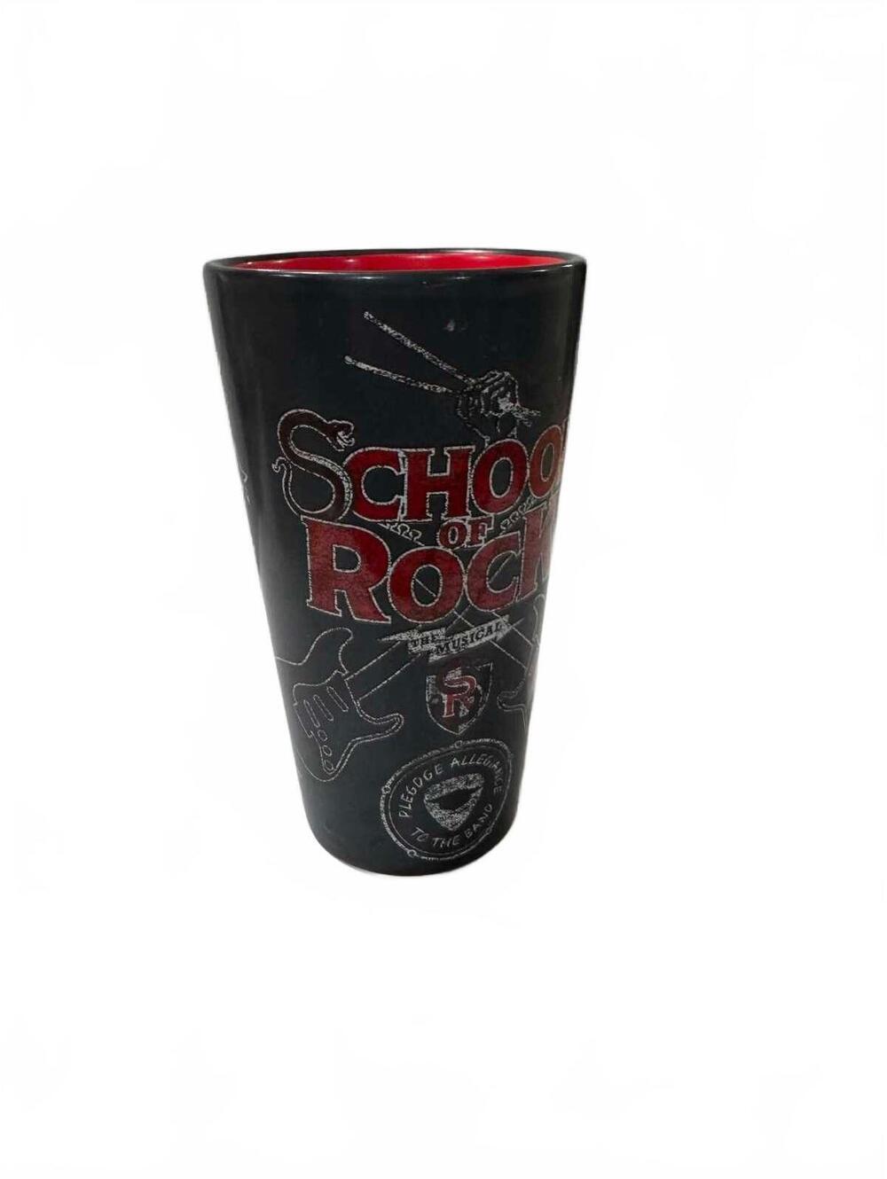 School of Rock Themed Black and Red Ceramic Mug